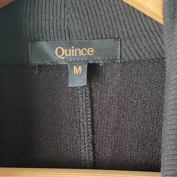 Quince Black French Terry Modal Longline Open Front Waterfall Cardigan SZ M - Picture 5 of 8